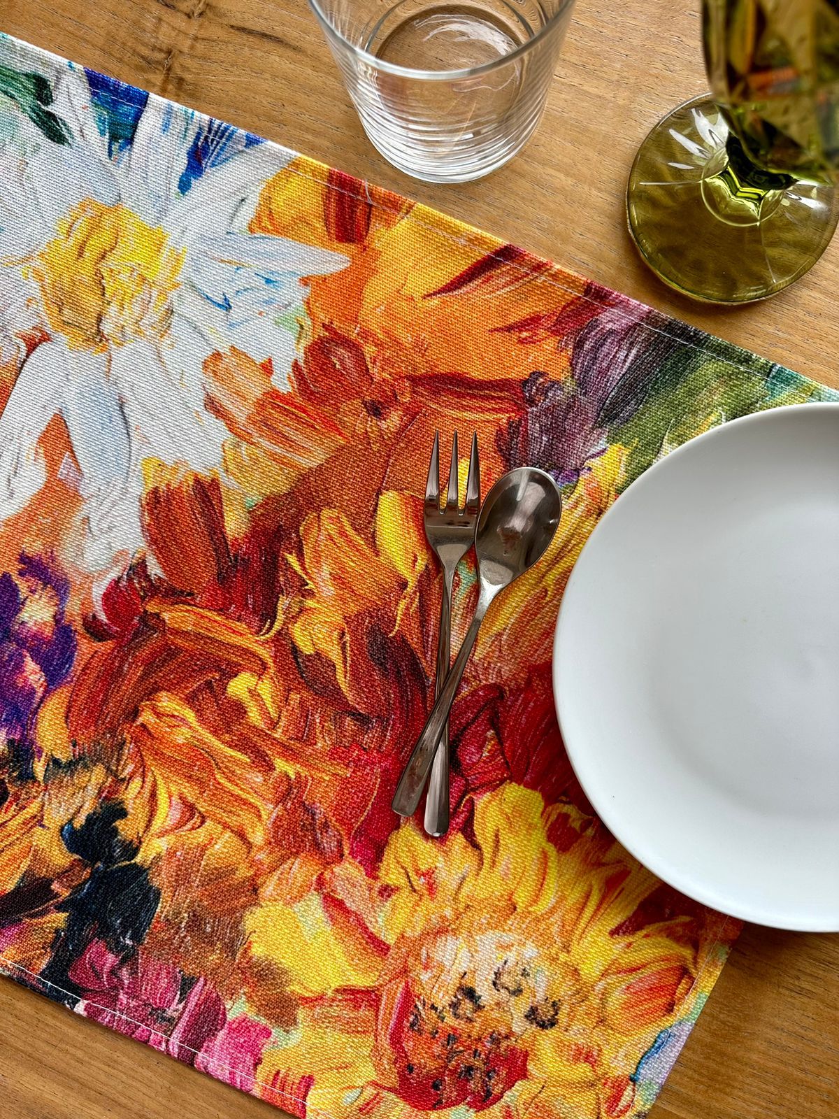 MRECT-FLOR: Mantel individual tela Flores (set de 4)