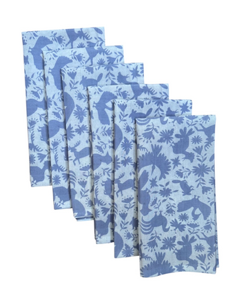 set de 6 servilletas mexicano terracota 6SN-MEXAZULCLARO