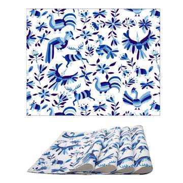 MRECT-MEXA: Mantel individual tela Mexicano azul (set de 4)