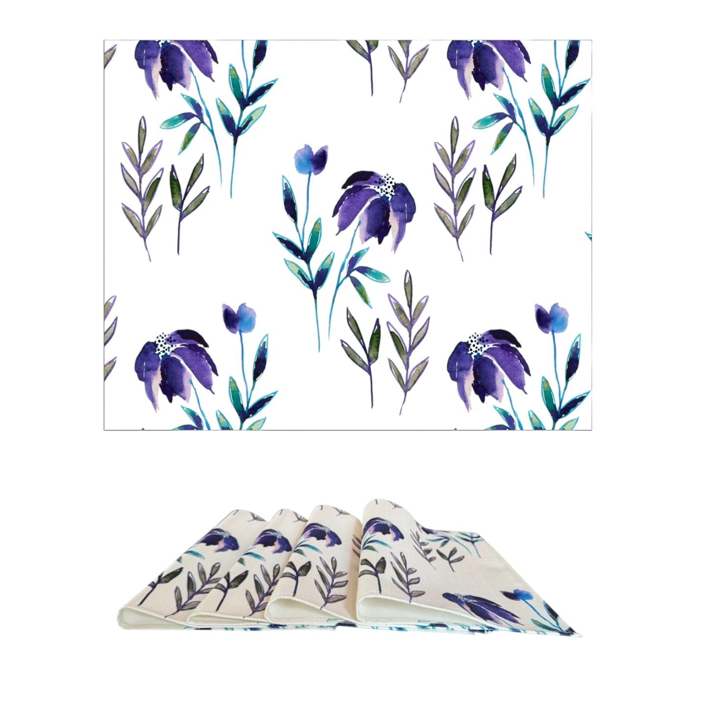 MRECT-PRIMFLOR Individual de tela Primaveras Floral (set de 4)