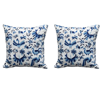 2FUNEXT-MEXA set de 2 fundas de cojín para exterior diseño mexicano azul