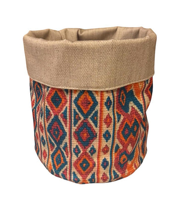 Canasta redonda mexicano grecas ( reversible )