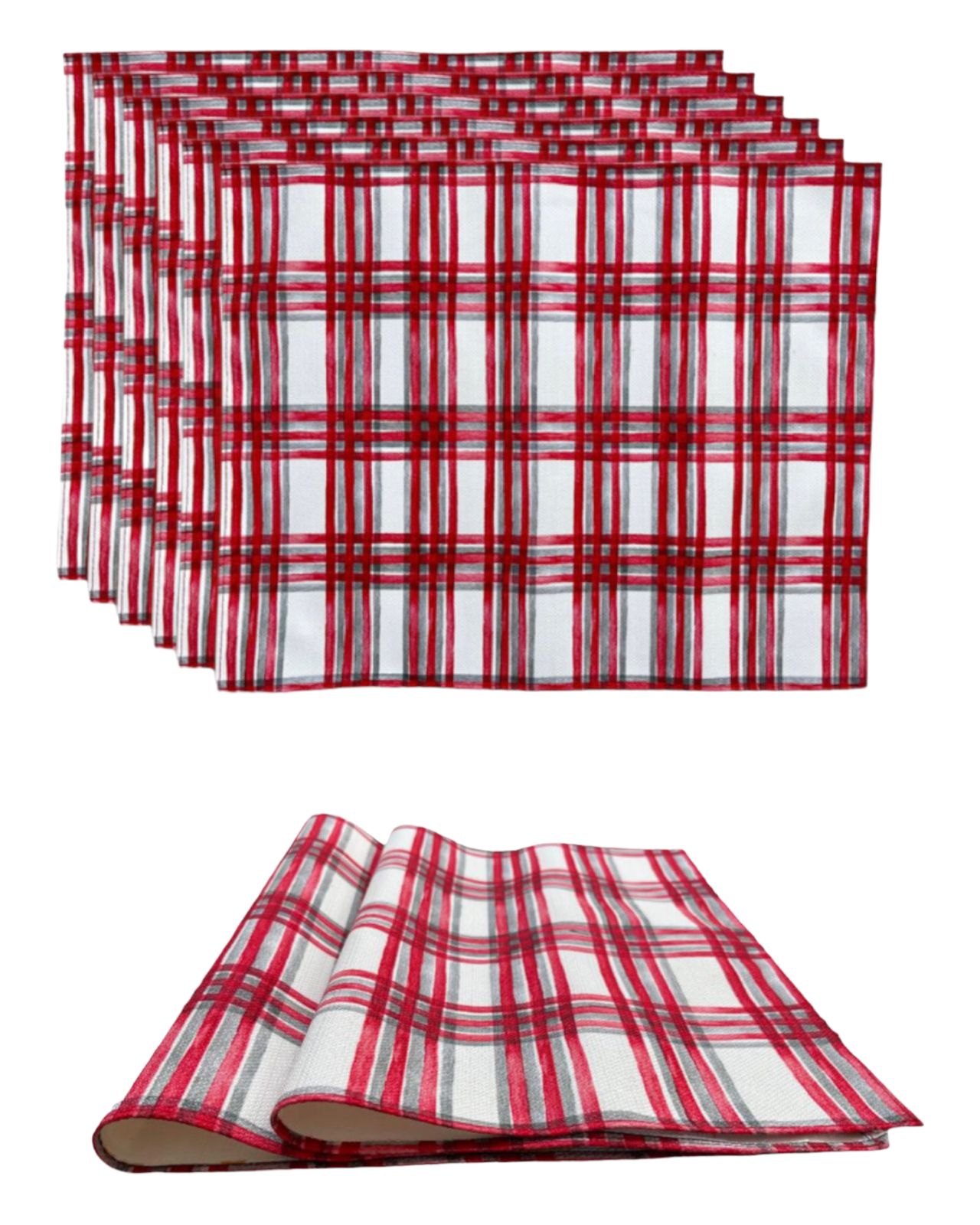 Individual de tela navidad rayas rojas (Sets de 4)