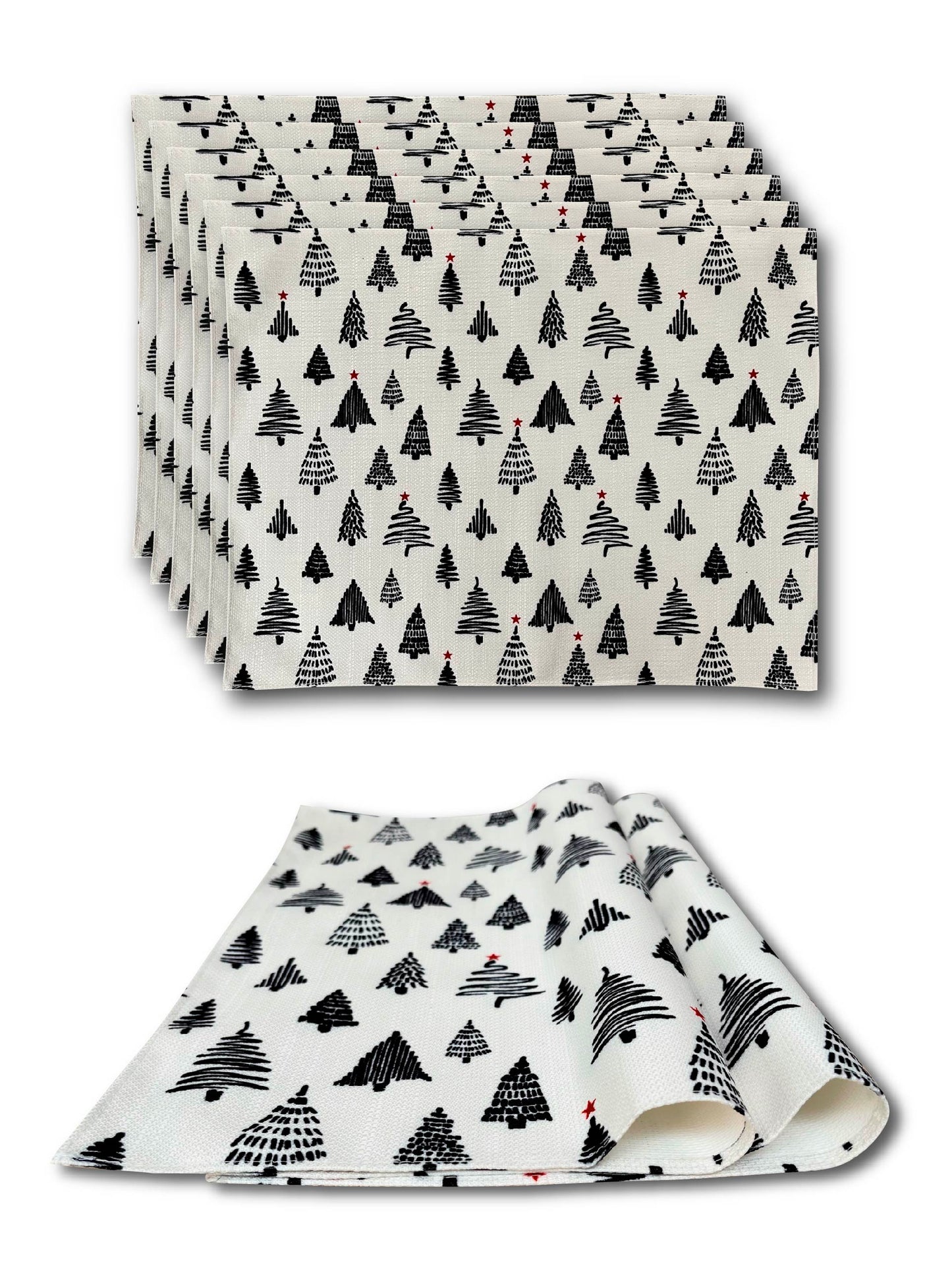 MANTEL Individual rectangular tela arboles negros (SET DE 6)