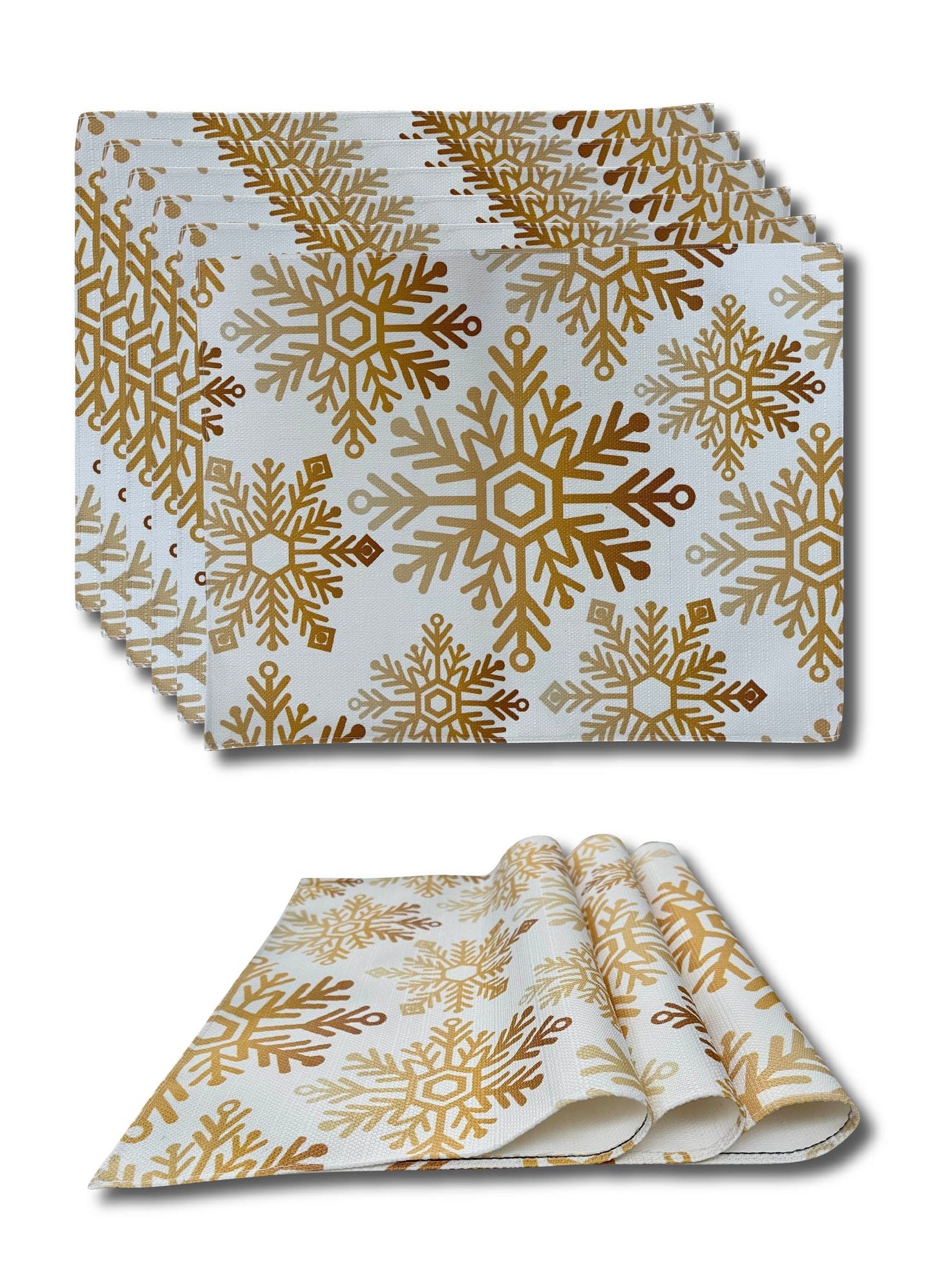 MRECTN-COPDOR individual tela navidad copos dorados (SET DE 4)