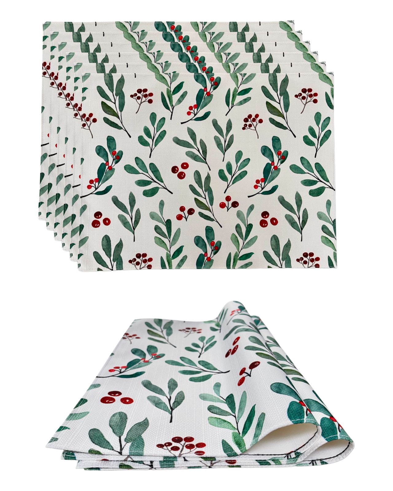 Mantel individual rectangular ramas (SET DE 4) navidad