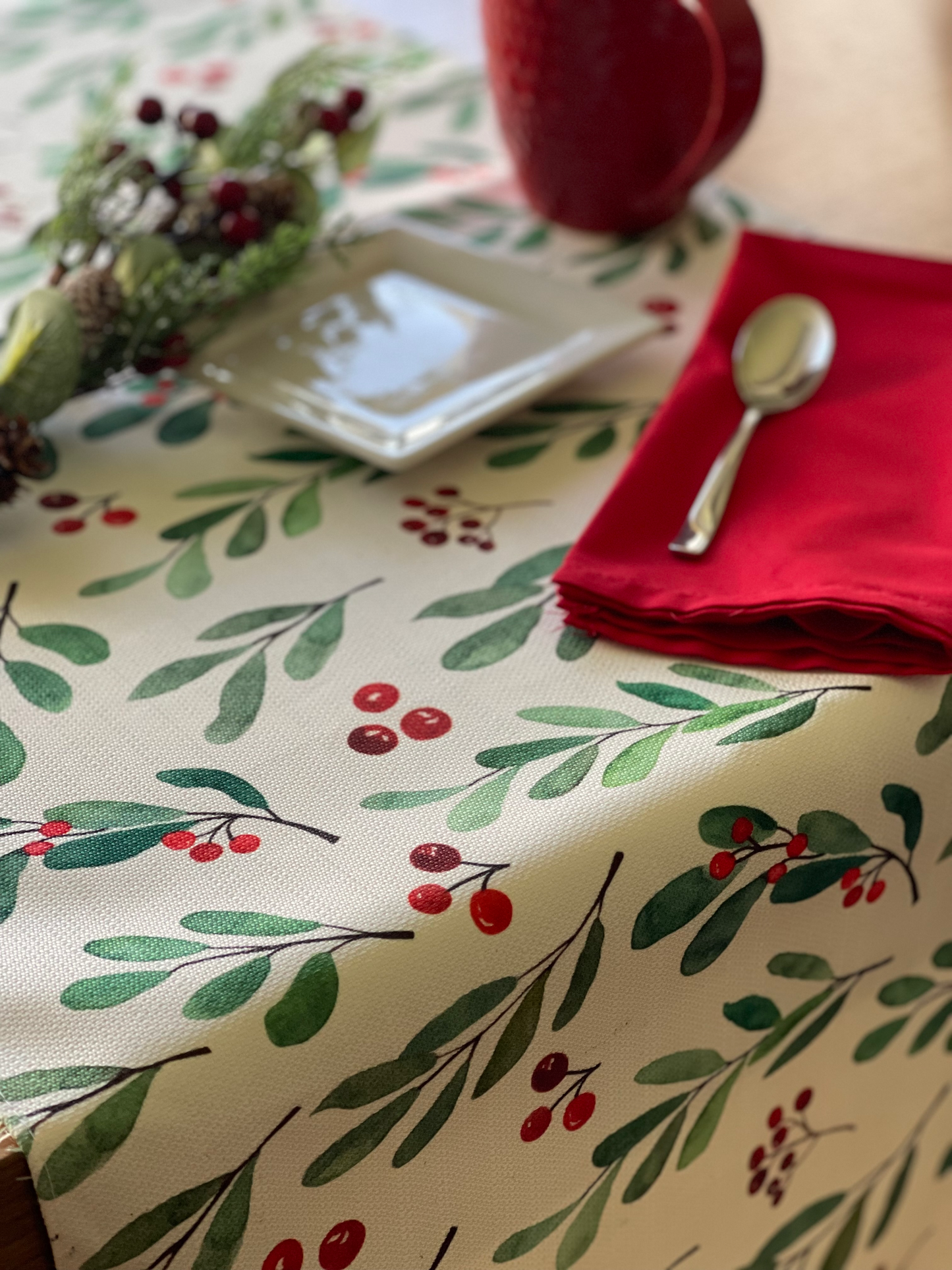 Camino de mesa ramas navidad