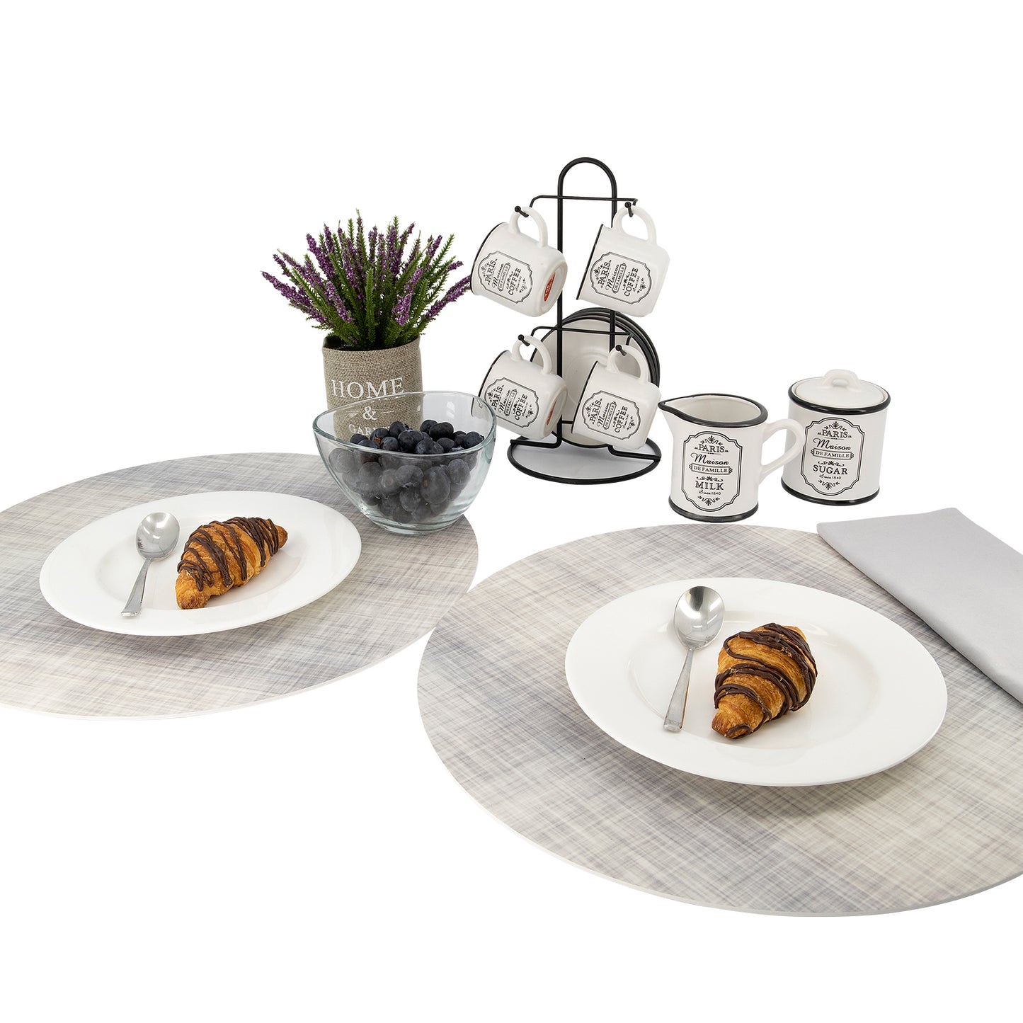 MR-DEGG: Mantel individual redondo PVC degradado gris