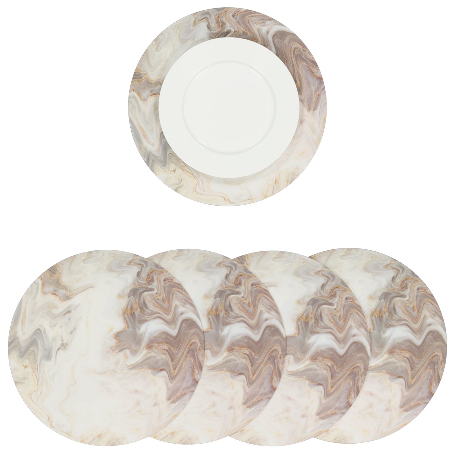 MR-MBEIGE: Mantel individual redondo PVC Mármol beige