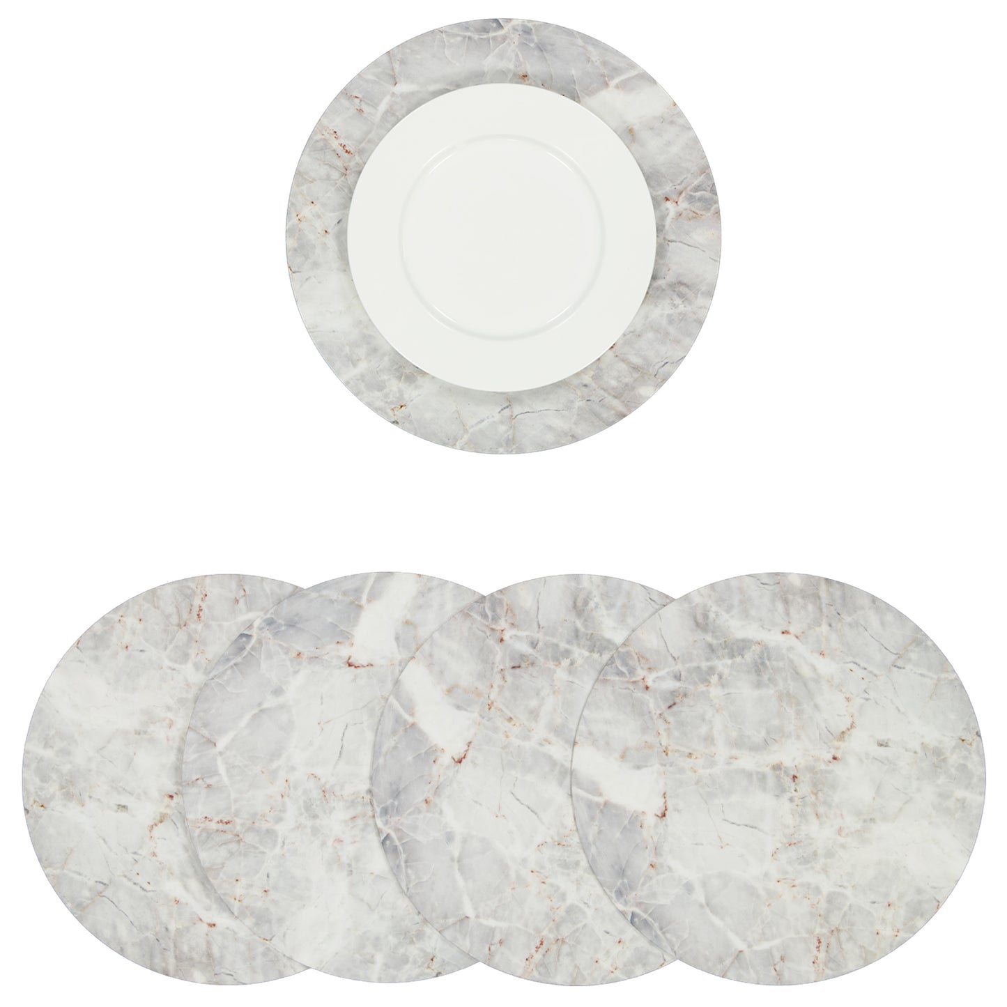 MR-MGRIS: Mantel individual redondo PVC Mármol gris