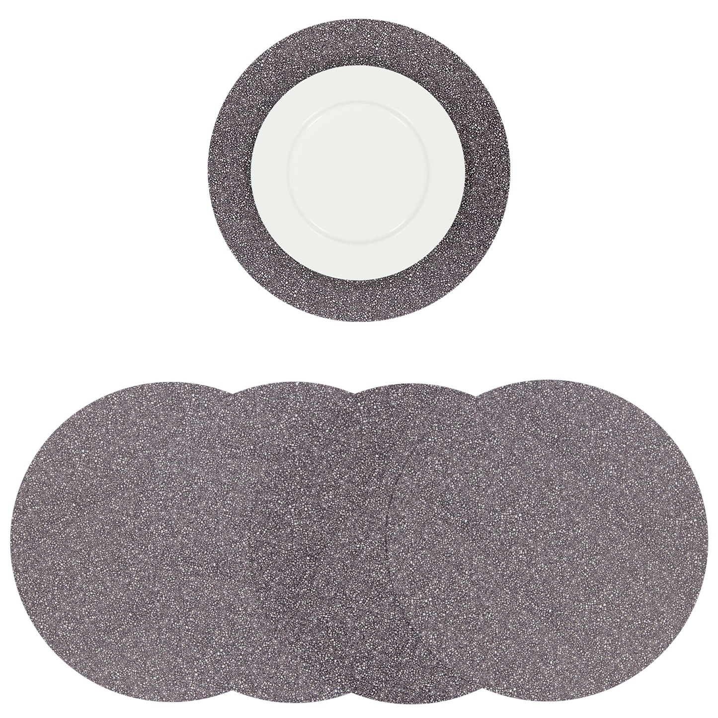 MR-TERRN: Mantel individual redondo PVC Terrazo negro