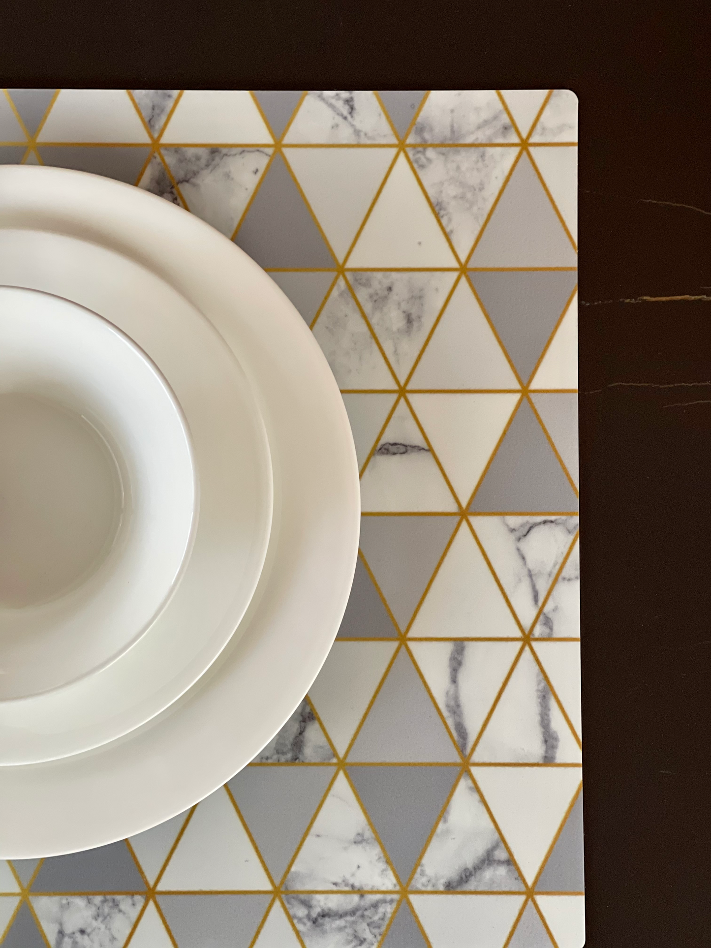 MREC-BLANCO: Mantel individual rectangular PVC Geométrico gris