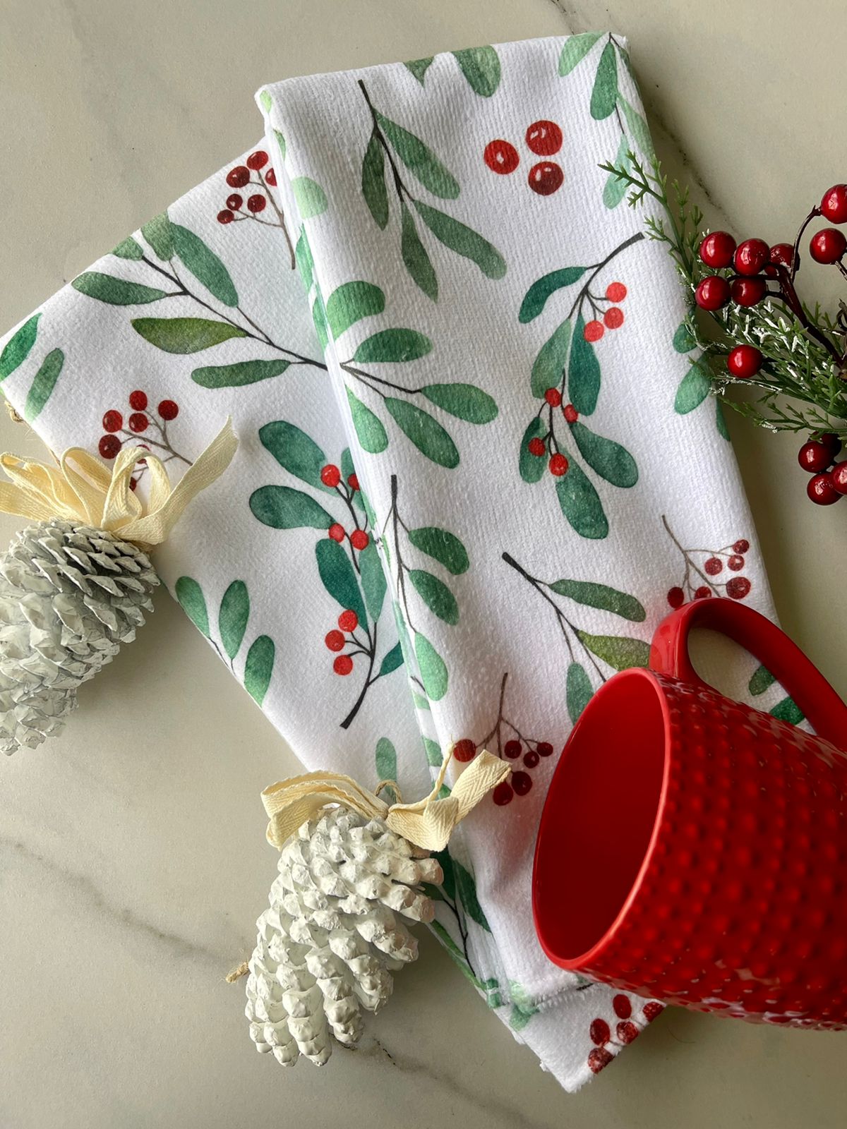 2TCN-RAM Toalla de cocina navidad ramas (set de 2)