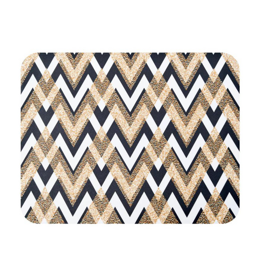 MREC-TRI: Mantel Individual rectangular PVC Triángulos dorados