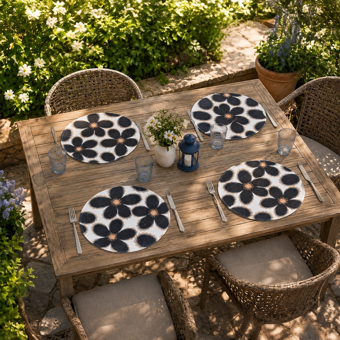 4IRV-ECLIPSE TEJIDO DE VINIL REDONDO eclipse floral (SET DE 4)