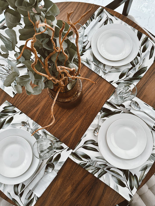 MRECT-HOJAS: Mantel individual tela Hojas (set de 4)