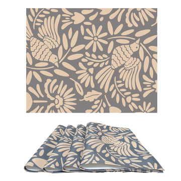 MRECT-AVEGRIS: Mantel individual tela ave gris (set de 4)