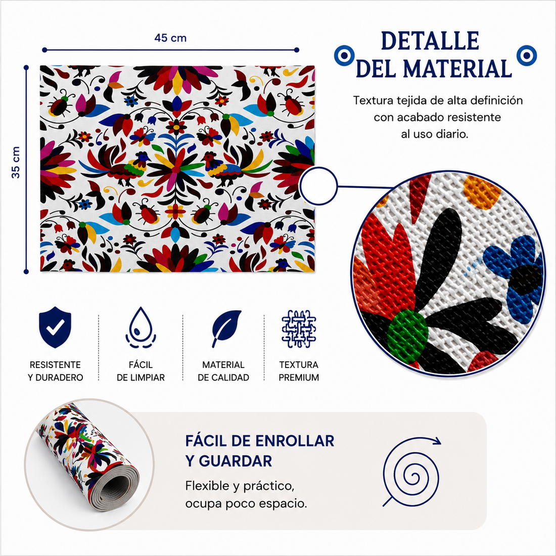IRECV-MEXC TEJIDO DE VINIL RECTANGULAR Mexicano color