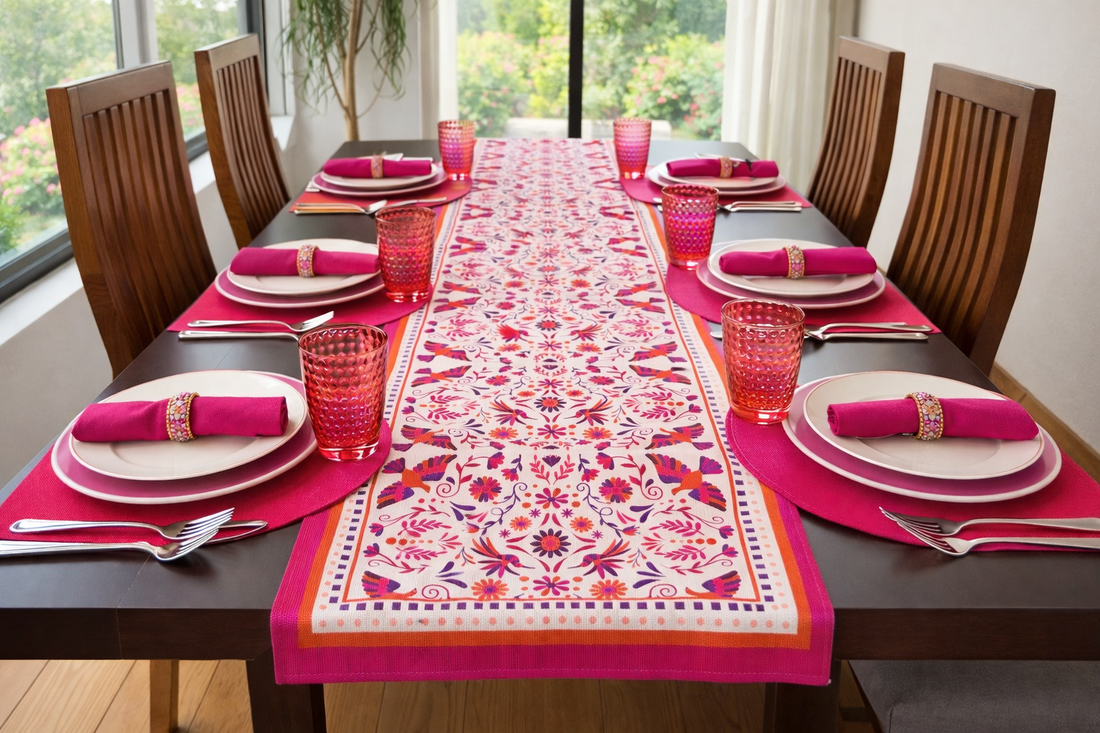 Camino de mesa mexicano rosa
