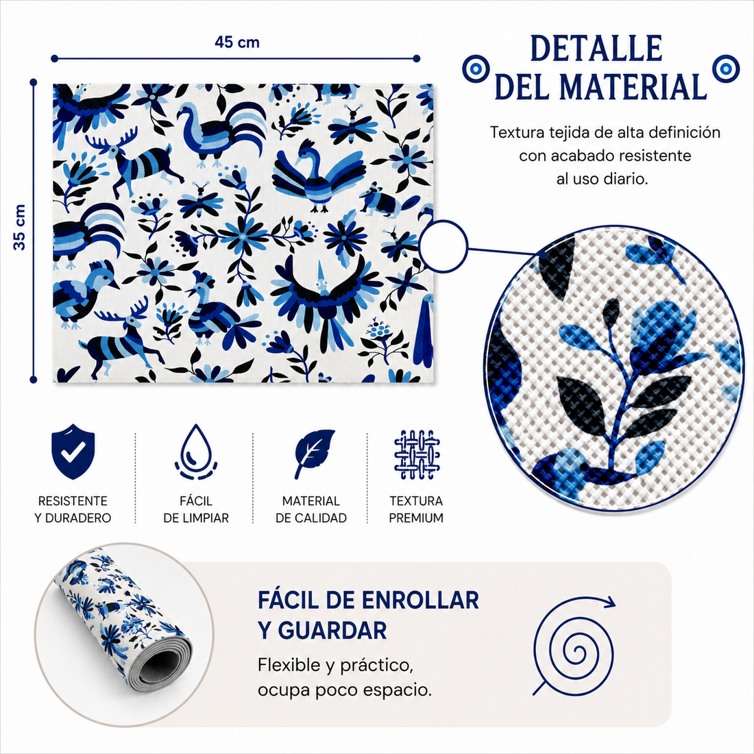 IRECV-MEXA TEJIDO DE VINIL RECTANGULAR Mexicano azul