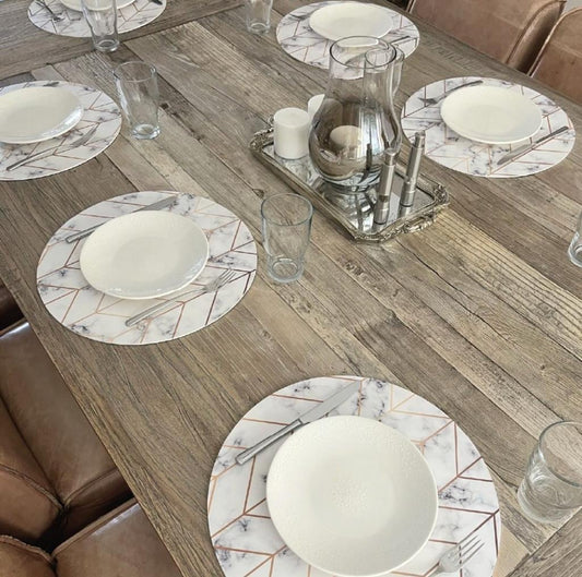 MR-MBLANCO Individual redondo PVC  marmol blanco
