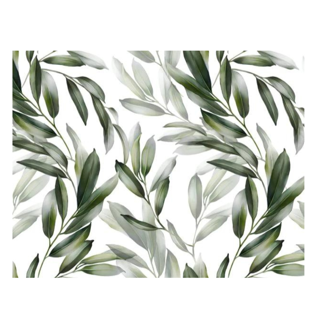 MREC-HOJAS: Mantel Individual rectangular PVC Hojas verdes