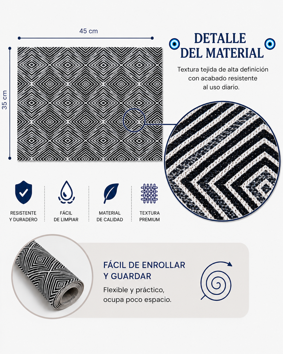 IRECV-ROM TEJIDO DE VINIL RECTANGULAR Rombos