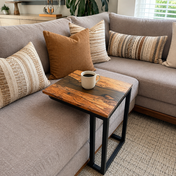 Mesa de grapa para sillón cobre