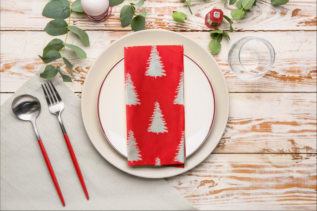 set de 6 servilletas navidad pinos rojos 6SN-PINOROJO