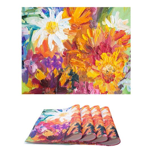 MRECT-FLOR: Mantel individual tela Flores (set de 4)