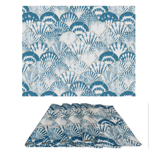 MRECT-CON: Mantel individual tela conchas (set de 4)