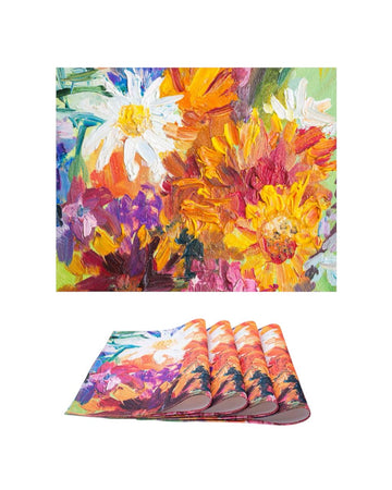 MRECT-FLOR: Mantel individual tela Flores (set de 4)