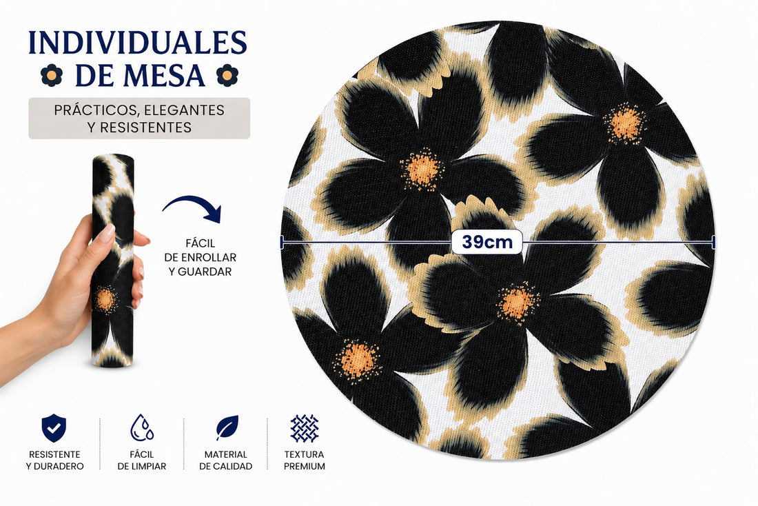 4IRV-ECLIPSE TEJIDO DE VINIL REDONDO eclipse floral (SET DE 4)