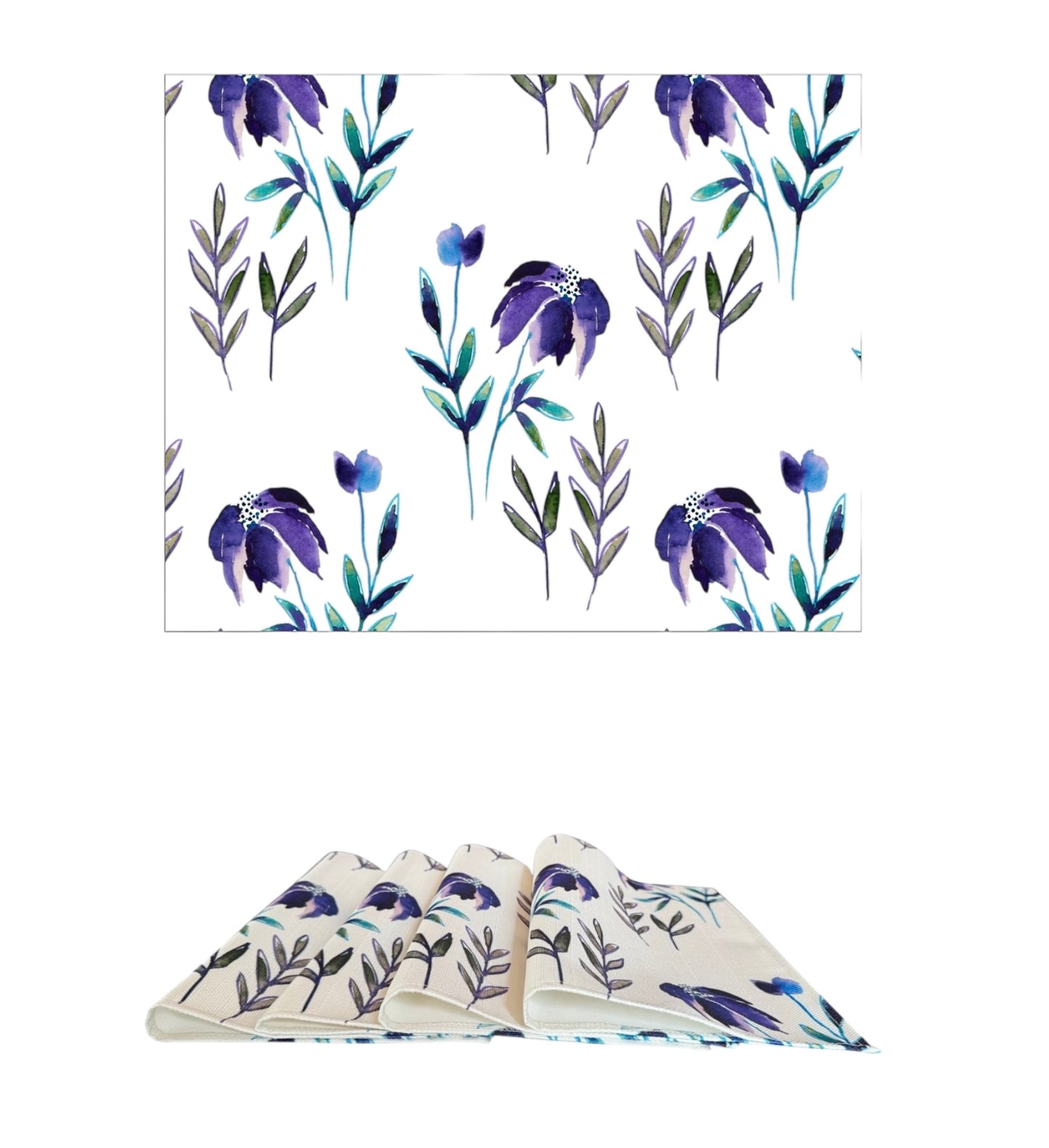 MRECT-PRIMFLOR Individual de tela Primaveras Floral (set de 4)