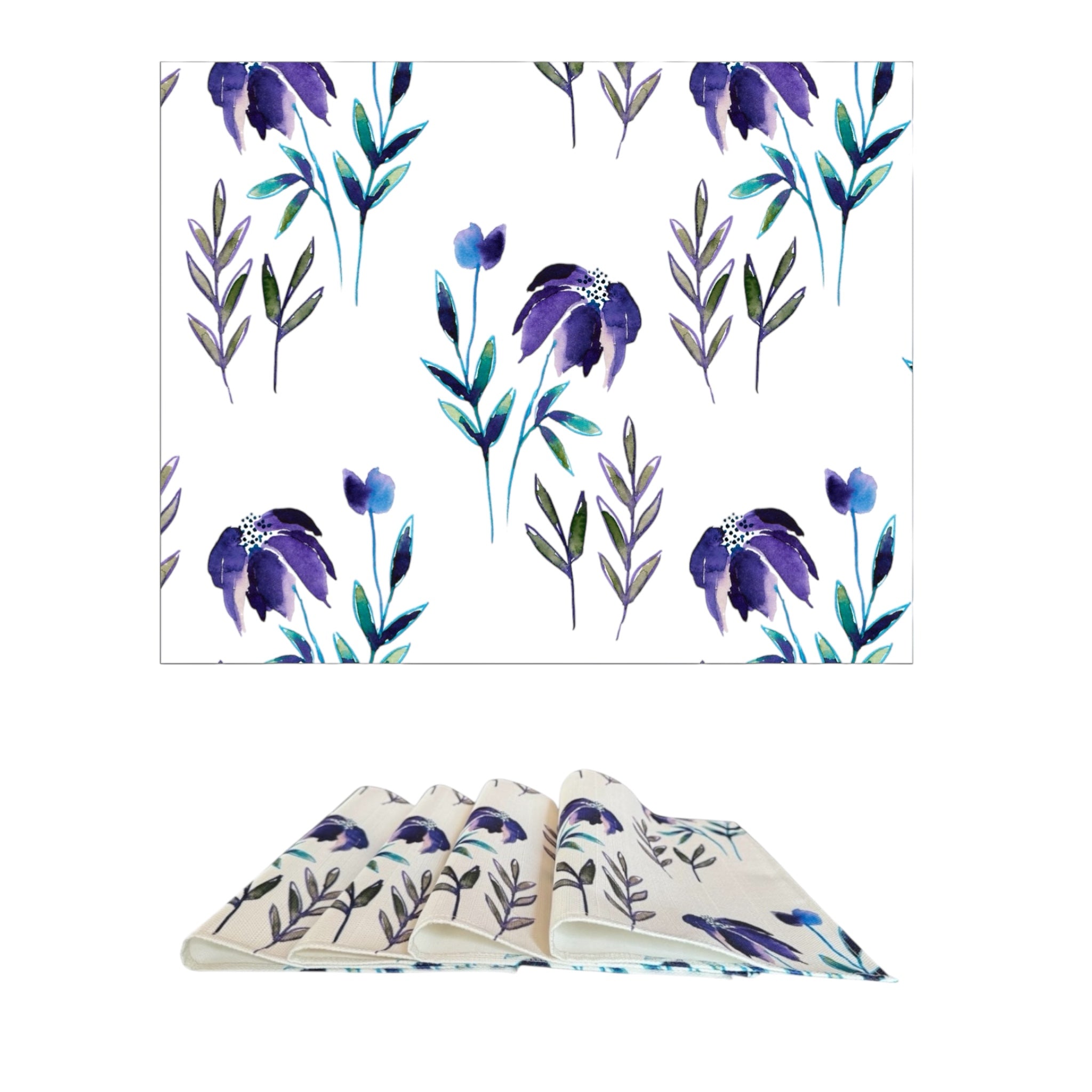 MRECT-PRIMFLOR Individual de tela Primaveras Floral (set de 4)