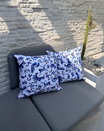 2FUNEXT-MEXA set de 2 fundas de cojín  para exterior diseño mexicano azul