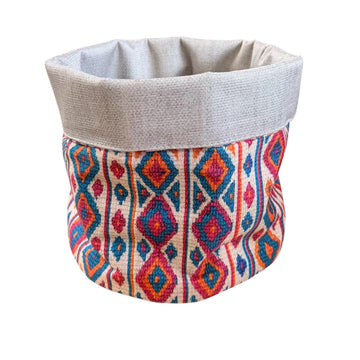 Canasta redonda mexicano grecas ( reversible )