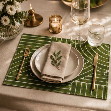 MRECT-VERDEATE: Mantel individual tela verde atelier (set de 4)