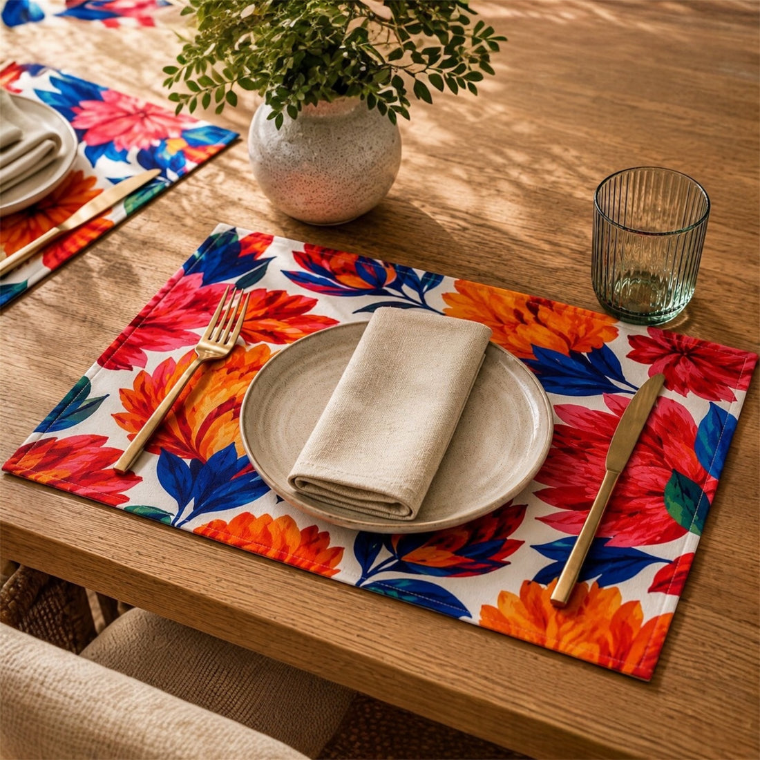 MRECT-FLORALIA: Mantel individual tela FLORALIA COLOR (set de 4)