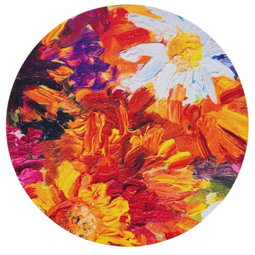 4IRV-FLO TEJIDO DE VINIL REDONDO Flor impresionista (SET DE 4)