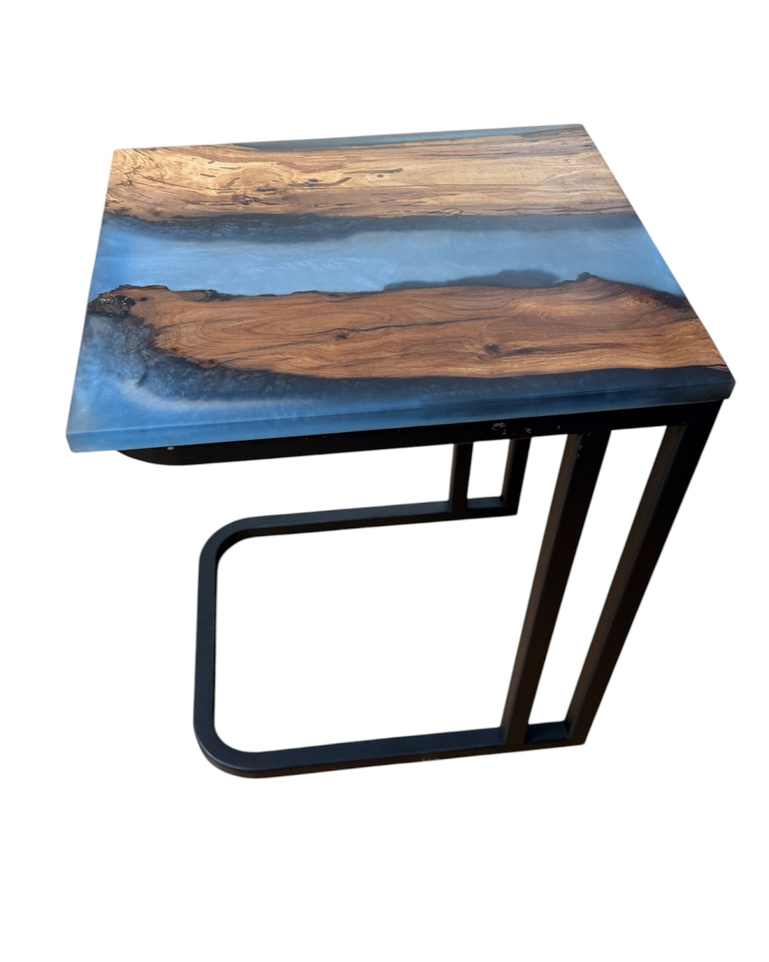 Mesa de grapa para sillón azul