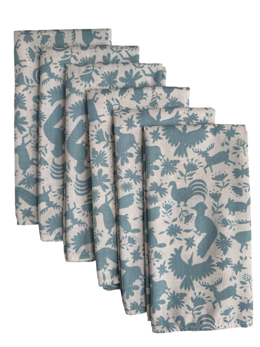 set de 6 servilletas mexicano terracota 6SN-MEXAZULCLARO