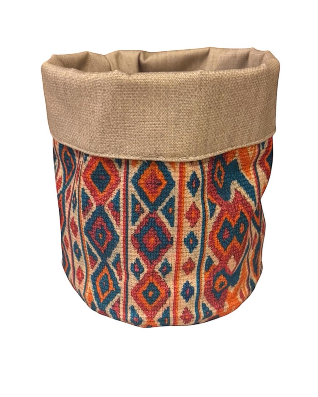 Canasta redonda mexicano grecas ( reversible )