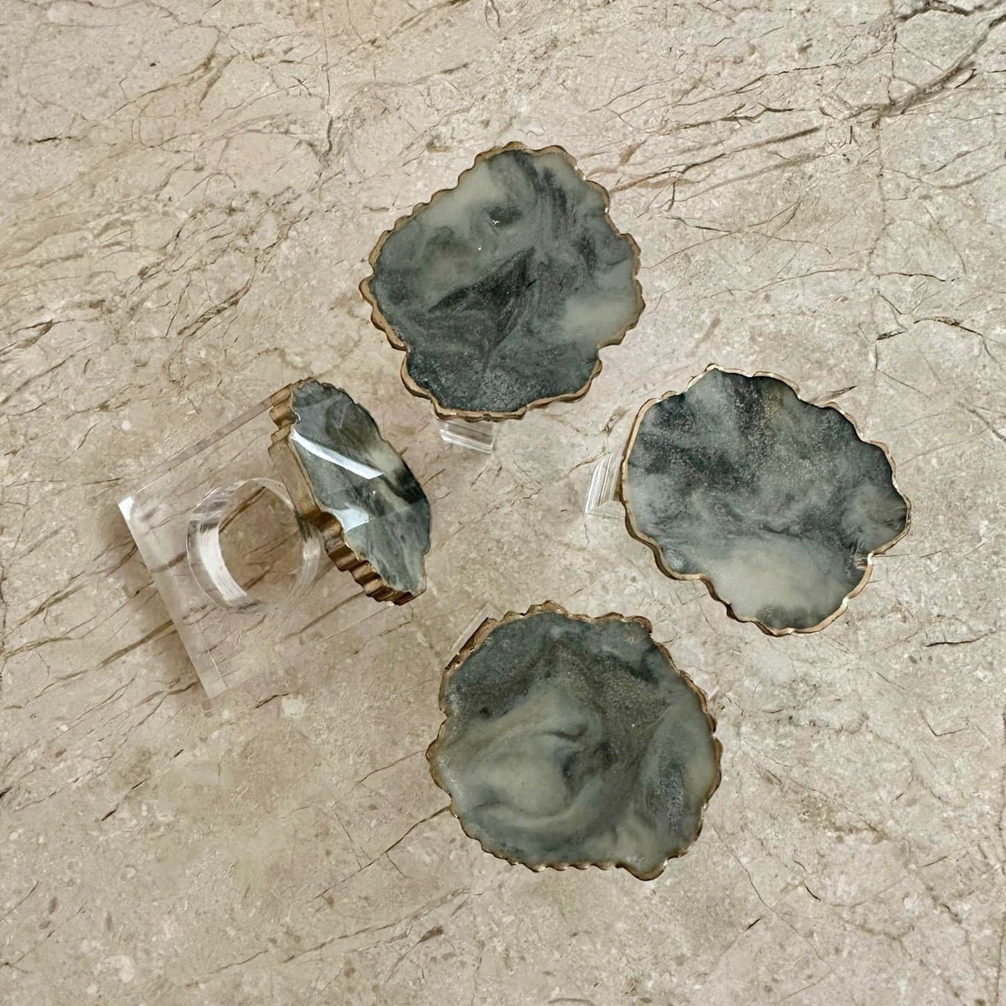 Set de 4 servilleteros plateados NONITA