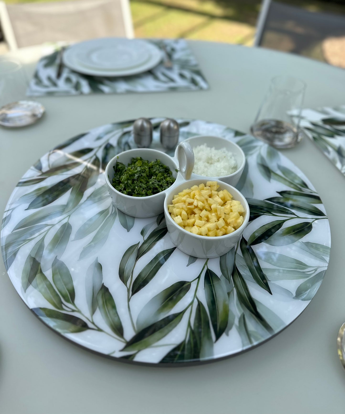LS-HOJAS  Lazy Susan hojas verdes  Tamaño 48cm diámetro