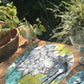 MR-FLOCYV: Mantel individual redondo PVC Flores cafe y verde