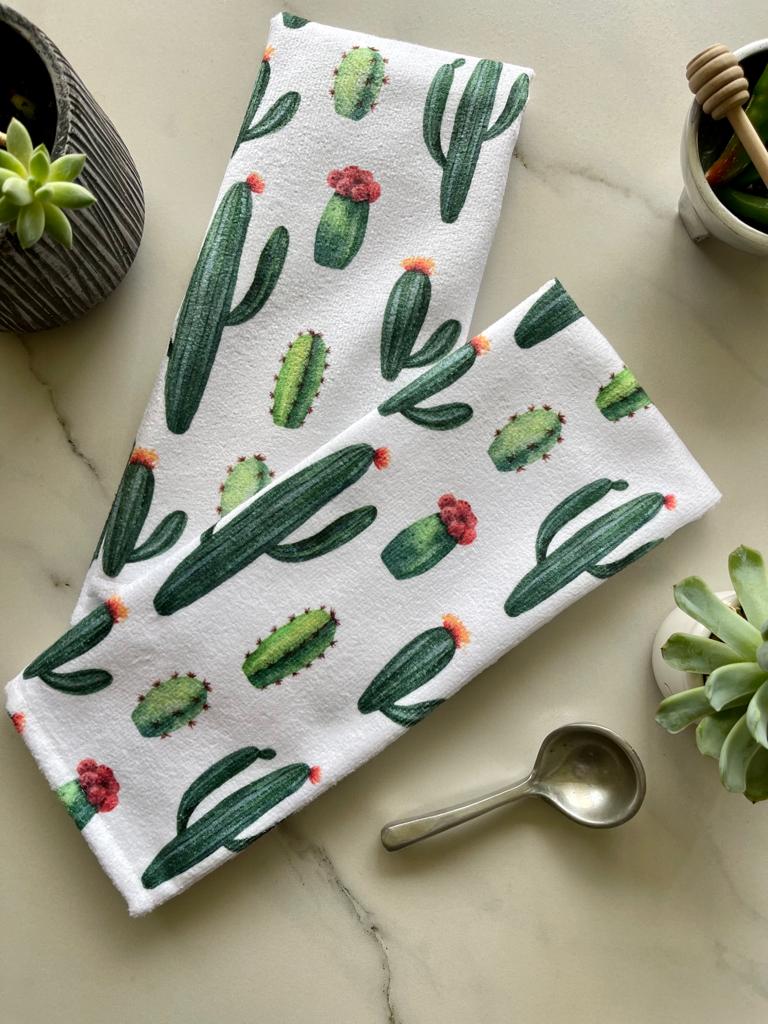 2TC-CACTUS Set de 2 toallas de cocina y baño