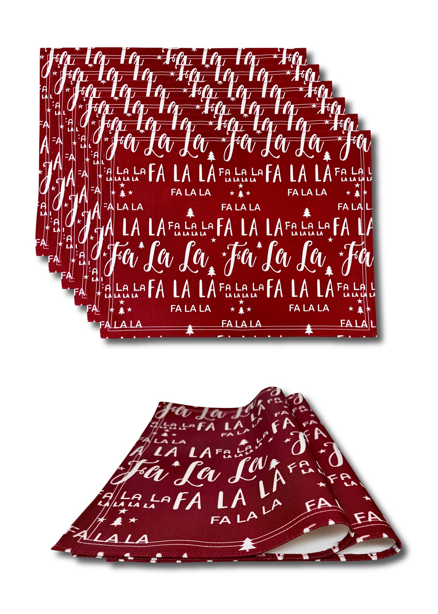 mantel individual rectangular tela falala rojo
