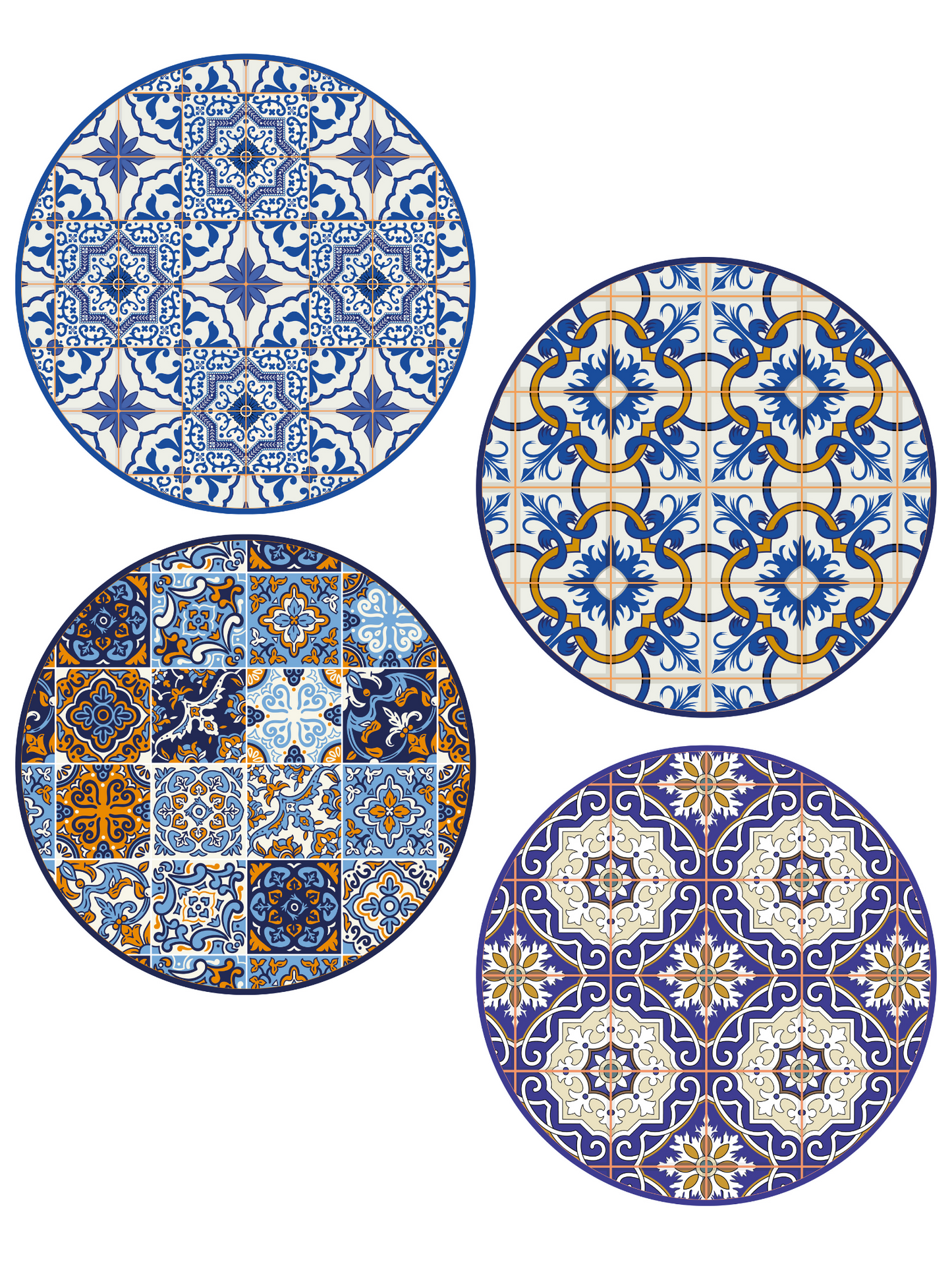 MR-MOSMEX: Mantel individual redondo PVC Mosaicos (set de 4)