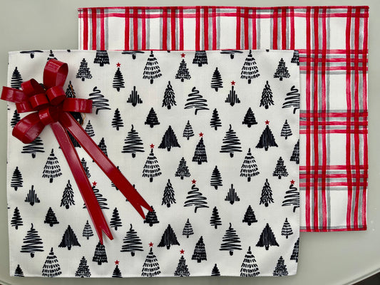MANTEL Individual rectangular tela arboles negros (SET DE 6)